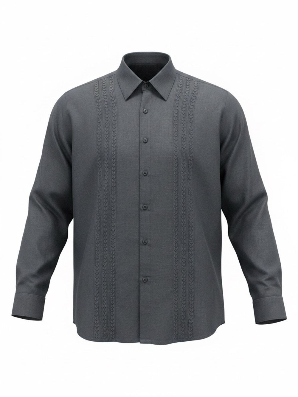 Lili Flores Men’s 44 Black Linen Guayabera Embroidered Shirt